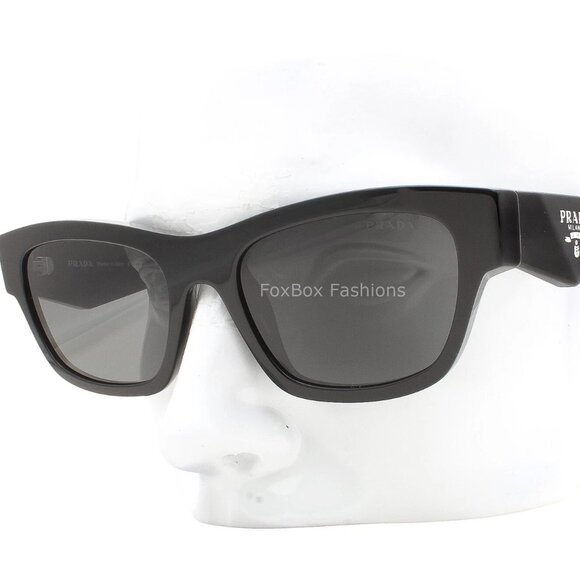Prada SPR B09 16K-08Z Sunglasses Polished Black Silver Logo w/ Case Women’s New - Picture 1 of 4